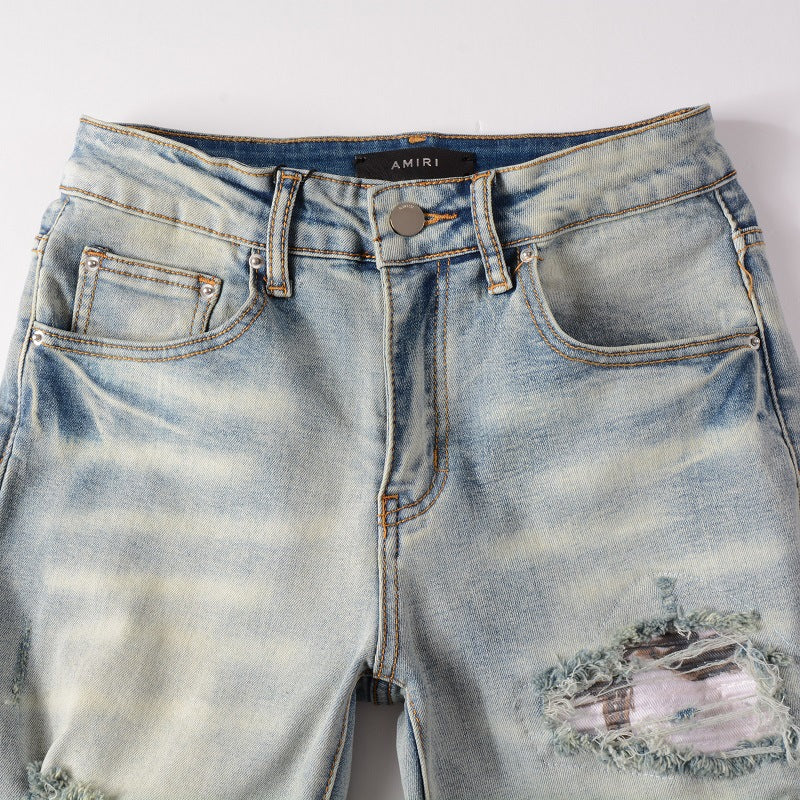 Amiri Jeans Casual Hip Hop Painted Slim Jeans