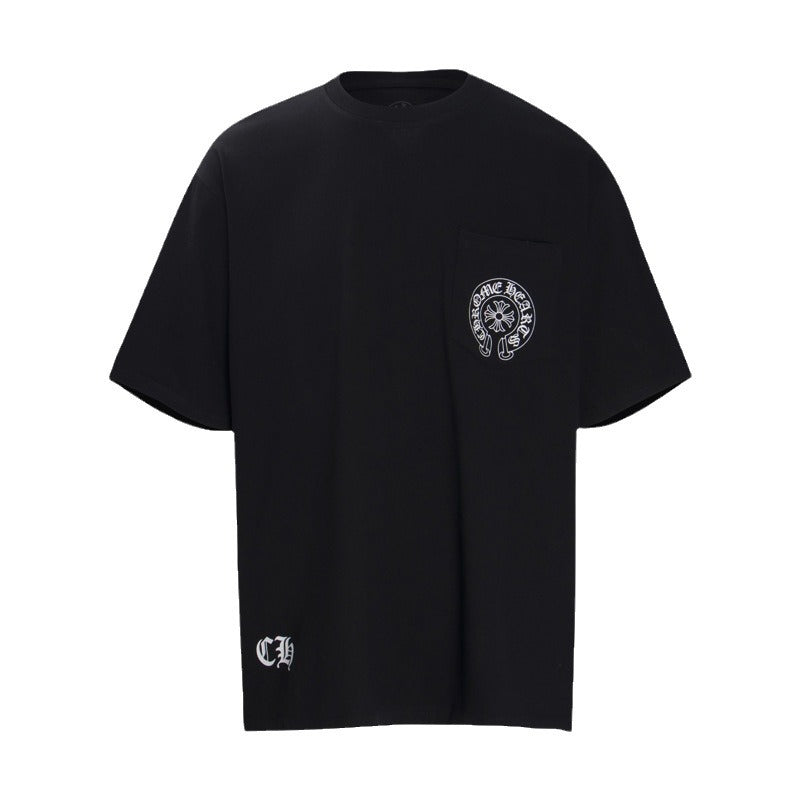 CHH Chrome Heart T Shirts Summer Horseshoe Cross Print Short Sleeve T-Shirt