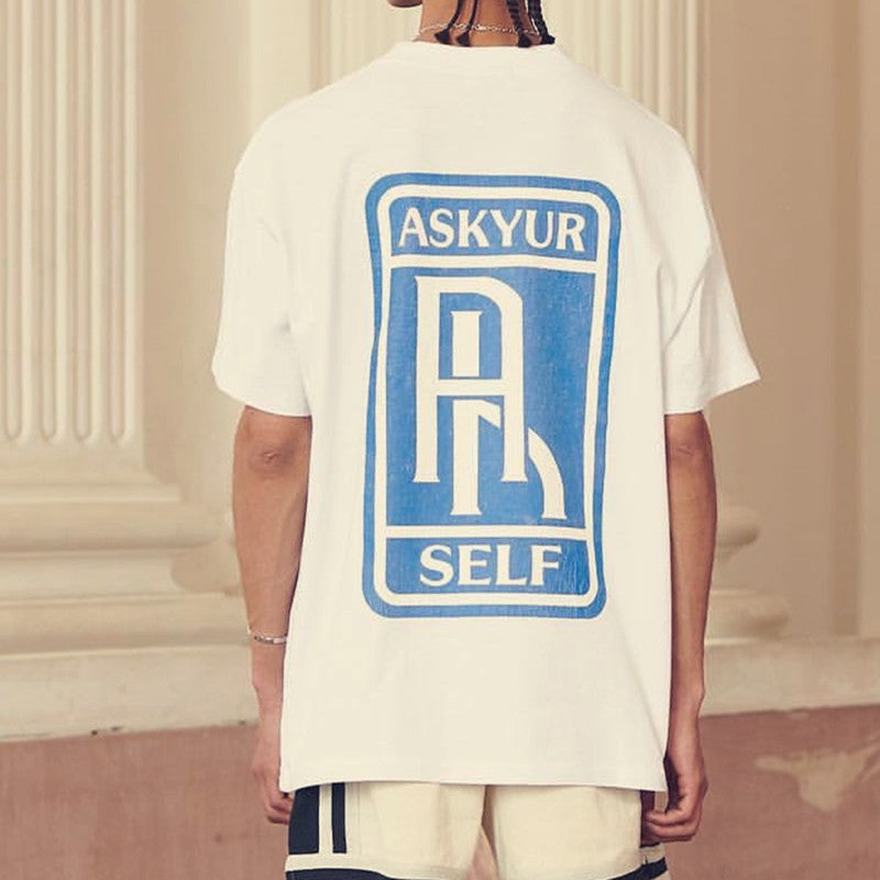 Askyurself T-shirts 10 Th Anniversary Klein Blue Letters Logo Burst Printing